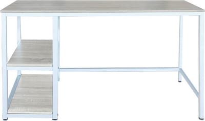 Bureau Stoer - computertafel - industrieel design - met opbergruimte - wit bruin