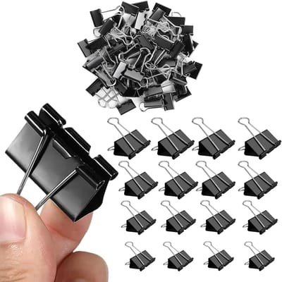Assortiment van 100 metalen binder foldback clips voor papierwerk, documenten en kantoorbenodigdheden - 4 maten (15mm, 19mm, 25mm, 32mm) voor veelzijdig gebruik