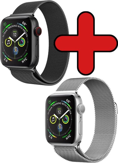 Milanese Horlogeband Geschikt voor Apple Watch SE 40 mm Bandje Milanees - Polsbandje Met Magneetsluiting Geschikt voor Apple Watch SE 40 mm Bandje Milanees - Zwart & Zilver