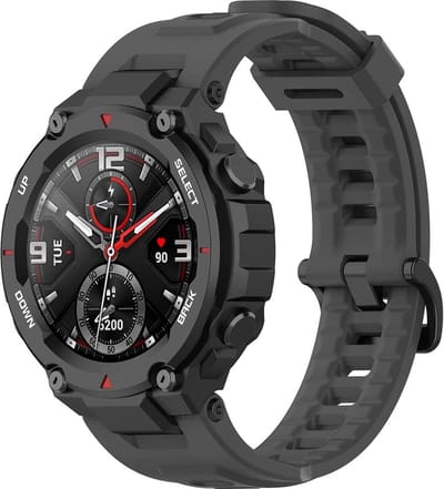 Siliconen Smartwatch bandje - Geschikt voor Amazfit T-Rex - Pro siliconen bandje - donkergrijs - Strap-it Horlogeband / Polsband / Armband