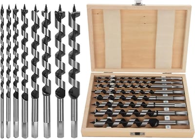 8-delige 23 Cm Houtbewerking Koolstofstalen Schroevendraaier met Houten Kist Machinaal Bewerkte Zeskantschacht Houten Boorset voor Tegelhout Keramiek Glas 6/8/10/12/14/16/18/20 Mm