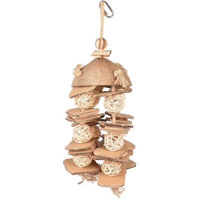 Vogelspeelhanger met wilgenballen en karton Duvoplus Coconut Jungle