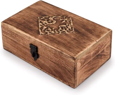 Handgemaakte Houten Sieradendoos met Keltisch Ontwerp - Stijlvolle Opberg Organizer