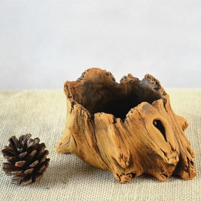 Imitatie Houten Palen Boomwortels Planten Planten Potplanten Retro Cement Hout Planten Succulenten Creatieve Bloempotten black