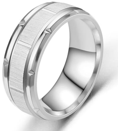 Ring Heren Zilver kleurig met Luxe Versiering - Staal - Ringen - Papa Cadeau Voor Mannen - Vaderdag