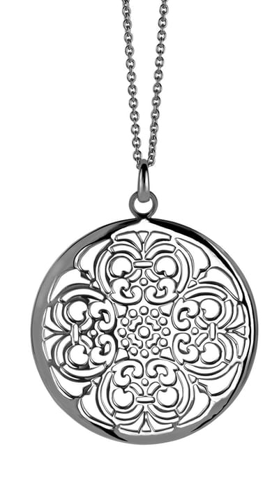 Orphelia Pendant + Chain Black Big Circle ZH-6034/3