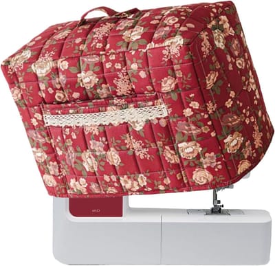 Naaimachinehoes Bloemenprint - Stofzak Machinehoes - Naaimachine Opbergen - Met Handvat Opbergzak - 43x35x24cm - Rood