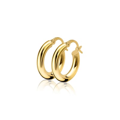 ZINZI Gold 14 karaat gouden oorringen ronde buis 15 x 3mm ZGO130