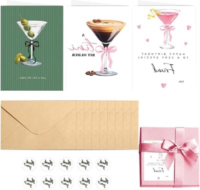 Wenskaarten met Enveloppen - Ansichtkaarten Notitiekaarten - Persoonlijke Berichten Maken - Cocktail Koffie Thema - 18 x 13 cm