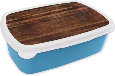 Broodtrommel Blauw - Lunchbox - Brooddoos - Hardhout - Robuust - Patronen - 18x12x6 cm - Kinderen - Jongen