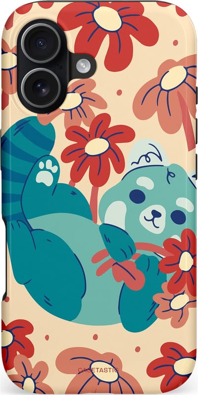 Casetastic hoesje geschikt voor Apple iPhone 17 - MagSafe - Dubbellaagse bescherming - Rode panda knuffels - Fashion Case - Zand Petrol Perzik Koraal