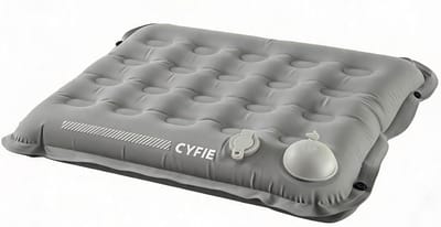 SnelShoppen - Opblaasbare Zitkussen Met Pomp, Ultralicht Vouwbaar, 7x34x42cm, Ideaal Voor Camping, Festivals, Strand, Grond - Grijs