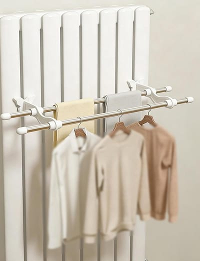 Handdoekrail Haken - Radiatorrek - Ruimte Besparen - Dubbelpolige Montage - 40 Kg Belasting - Zilverkleurig