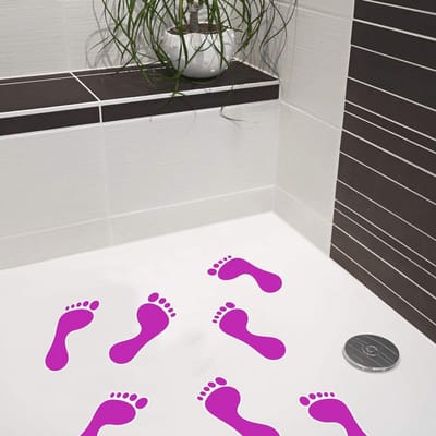 Antislip stickers voor douches en badkuipen - 8 gekleurde voetafdrukken - Slipklasse C
