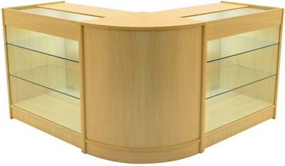 Helios winkeltoonbank set - esdoorn - 90x60/60x60cm - led-verlichting