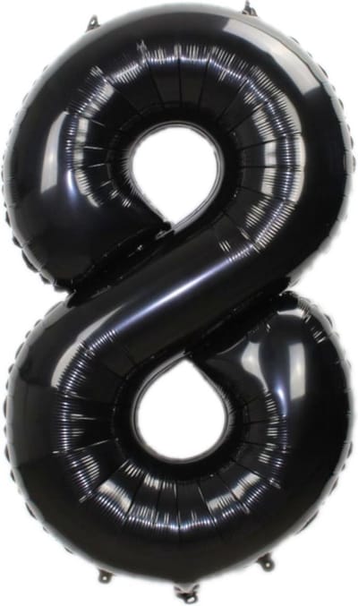 Folie Ballon Cijfer 8 Jaar Zwart 86Cm Verjaardag Folieballon Met Rietje