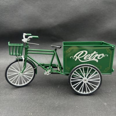 1: 10 Legering Driewieler Model Speelgoed, Metaal Spuitgieten Retro Fiets Model Klassieke Gesimuleerde Vracht Driewielers Model Collectie Cadeau
