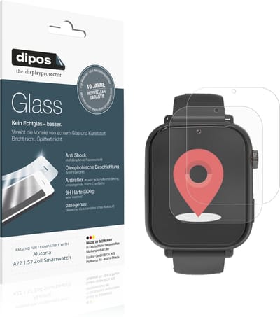 dipos – 2x Matte Pantserfolie geschikt voor Alutoria A22 1.57 Zoll Smartwatch | 9H Screenprotector