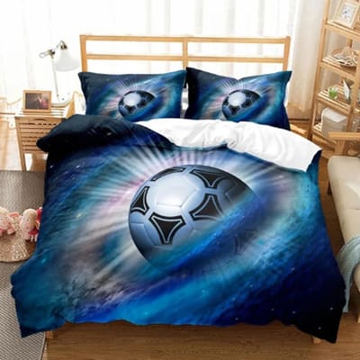 Ensemble de housse de couette ballon de football Ensemble de literie coloré pour fans de football Décor de chambre à coucher sur le thème du sport pour garçons adolescents 200x200cm