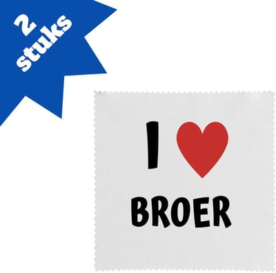 Akyol - i love broer brillendoekjes - Broer - de liefste broer - verjaardag - cadeautje voor broer - broer artikelen - kado - geschenk - 17,8 bij 17,8 cm - 2 stuks