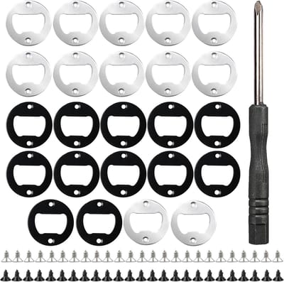 Thijox - Flesopener Inserts Kit - 24 Stuks Bieropener Roestvrij Staal Zwart en Zilver - DIY Knutselen Hardware Set voor Feest, Camping, Keuken