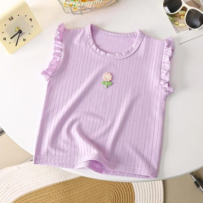 Dunne Top Zomer Kinderen en Meisjes Mouwloos Casual Vest T-shirt 150 paars