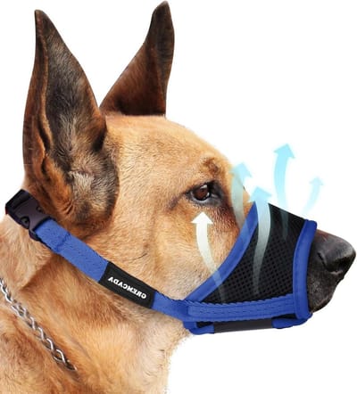 Hondenmuilkorf - Zachte Snuit - Veilig Trainen - Ademend Nylon Gaas - Verstelbaar - Blauw