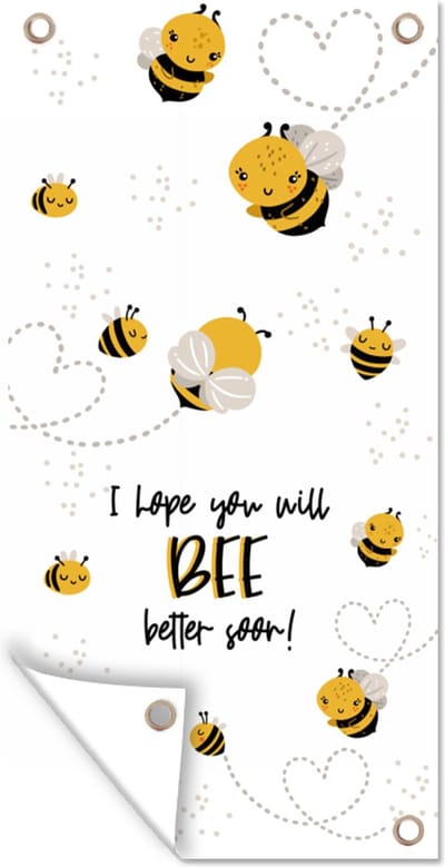 Schuttingposter Beterschap - Spreuken - Insecten - Bij - 100x200 cm - Tuindoek