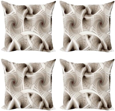ABAKUHAUS Fractal Kussenhoezen – Set van 4 stuks 40x40 cm – Dubbelzijdig bedrukt – Beige