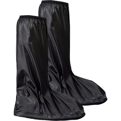 PVC regenschoenhoes waterdicht lichtgewicht antislip hoge galoshes zwart 40 cm halfhoog black