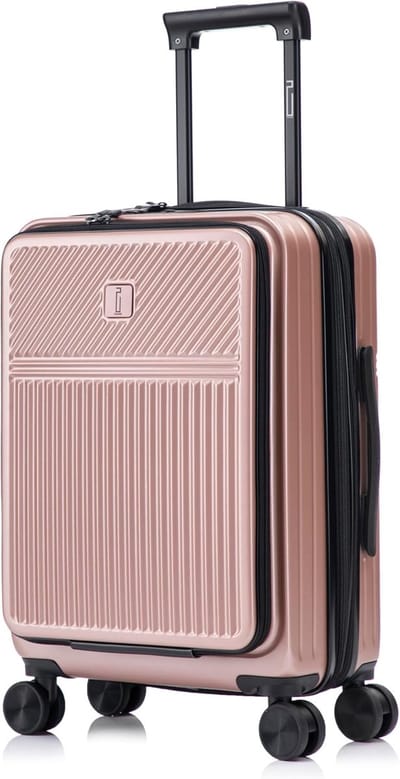 Handbagage Koffer - Reiskoffer Trolley - Vliegreizen - Laptopvak Voorvak - 55x35x25 cm - Rosé Goud
