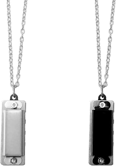 Mini Harmonica Ketting - Muziekinstrument Speelgoed - Muziek Maken - 4 Gaten 8 Tonen - 2 Stuks - Zilverkleurig