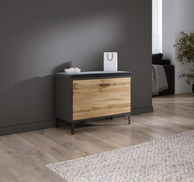 Meubel Square - Schoenenbank NOX - Antraciet / Eiken - Schoenenkast - Halmeubel