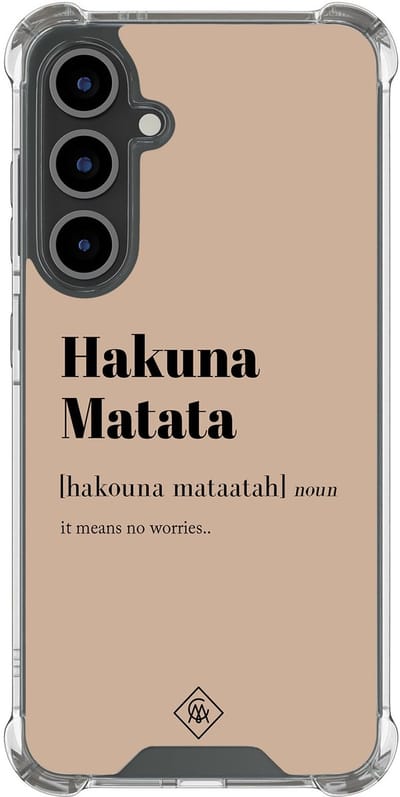 Casimoda® hoesje - Geschikt voor Samsung Galaxy S24 FE - Hakuna Matata - Shockproof case - Extra sterk - TPU/polycarbonaat - Bruin/beige, Transparant