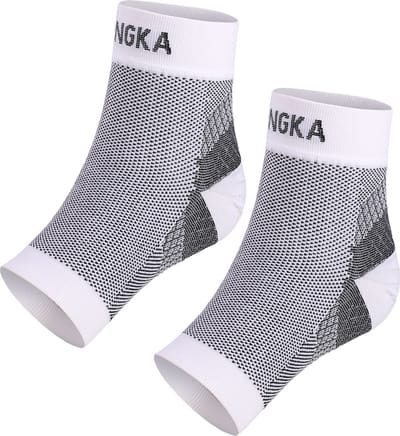 KANGKA® Enkelbrace Maat L/XL - Compressie Enkelsokken - Achillespees Bandage - Compressie Sok Achillespees - Wit