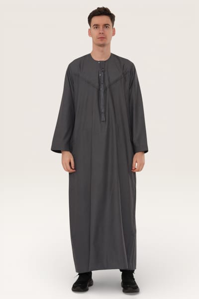 Heren grijze Eid Marokkaanse Jubba Robe Djellaba Ramadan Eid Thobe LFS-HM11