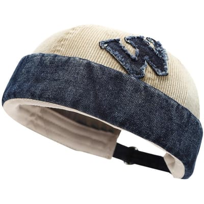 Casquette de Docker en Coton Lavé Mode Bord Relevé Casquette Melon Vintage Casquette Skullcap Décontractée Réglable Sans Visière Unisexe gray