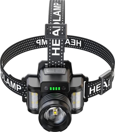 Techsuit - Hoofdlamp (HL-A-02) - 18650 Batterij, 3 Kleuren LED Licht 30W - Zwart
