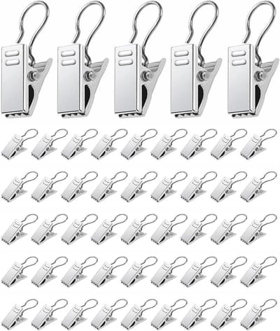 Gordijn clips 50 stuks - roestvrijstalen metaal - zilveren haken - ideaal voor gordijnen en decoratie - SnelShoppen