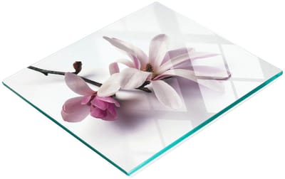 Serveerplank van gehard glas met magnolia-afbeeldingen, 60x52 cm