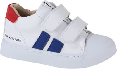 Shoesme Witte Sneaker Met Blauwe Stripings - Sneakers Kinderen - Jongens - White Blue Red - Microfiber leer - Maat 22