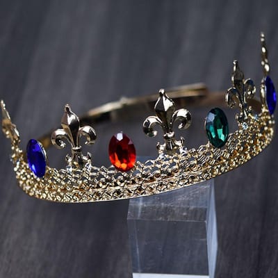 Couronne de Roi pour Homme Couronne de Reine Accessoire de Cheveux Tiare Coiffure de Spectacle Unisexe Prince Princesse Concours de Beauté Couronne black