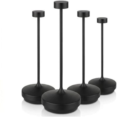 GGM Gastro (4 Stück) Tischleuchte - NISSRIN - dimmbar in 3 Stufen - Ø 80mm - Schwarz