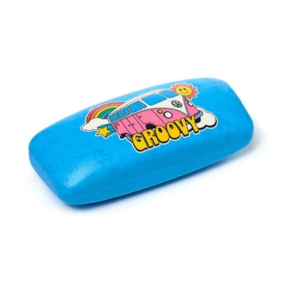 Brillenkoker/Zonnebril Houder Case - Volkswagen Busje T1 Groovy - Blauw - 5x16x6cm