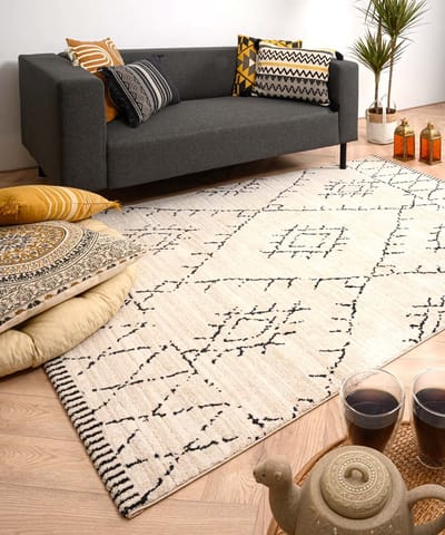 Berber vloerkleed - Beni Ouarain Sufian crème/zwart 80x150