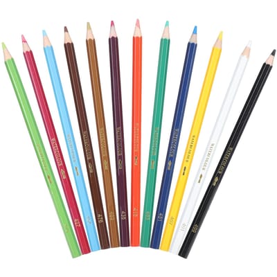 12 Pièces Crayon de Couleur Multicolore Soluble à l'Eau Emballé dans un Seau en Fer Outils de Peinture pour Enfants blue
