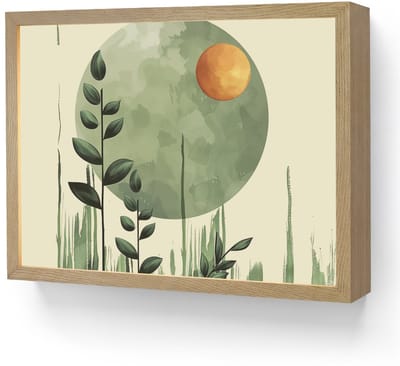 Wandlamp 40x30 cm - Oplaadbaar - Abstract - Natuur - Kunst - Zon - Modern - Wandlampen binnen woonkamer - Slaapkamer lamp - Decoratieve nachtlamp - Vloerlamp draadloos