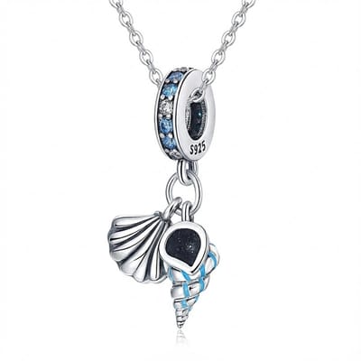 Ketting schelpje - blauw - strand