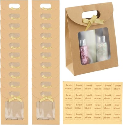 20 Stuks Kraft Papieren Verpakkingszakken met Venster en Handvat, Ideaal voor Cadeaus, Snoep en Feestverpakkingen