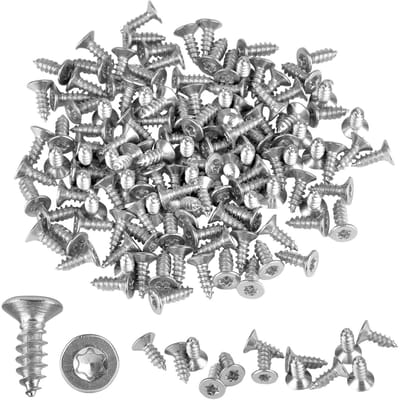Set van 130 Zelftappende Torx Schroeven M4 x 12mm - RVS 304, Platkop, Voor Houtbewerking, Meubels en Klussen